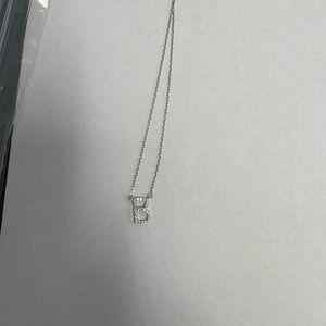 Suzy Levian Elegant Sterling Silver White Topaz Initial B Necklace